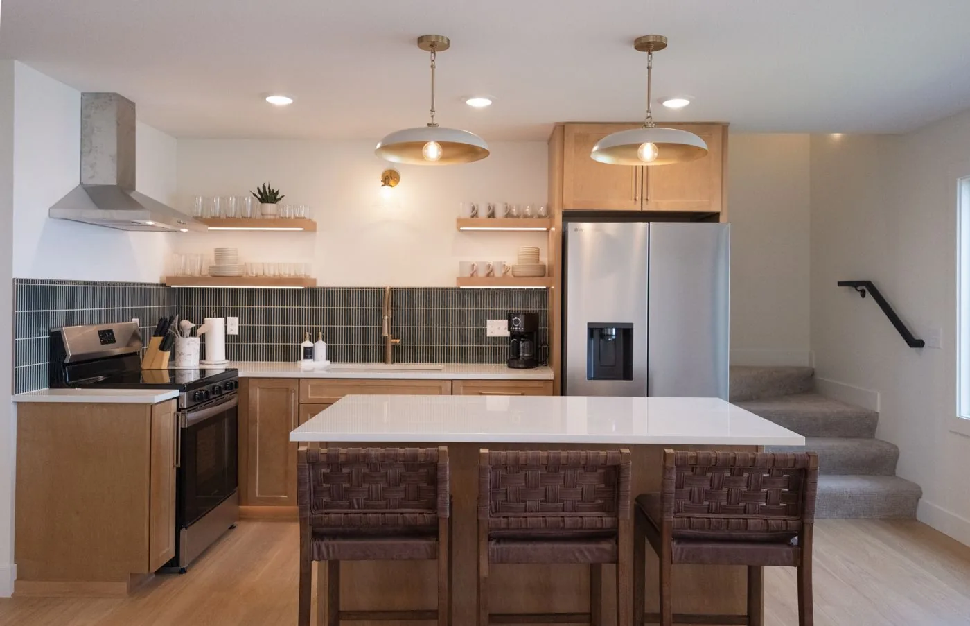 Kitchen with island and bar seating