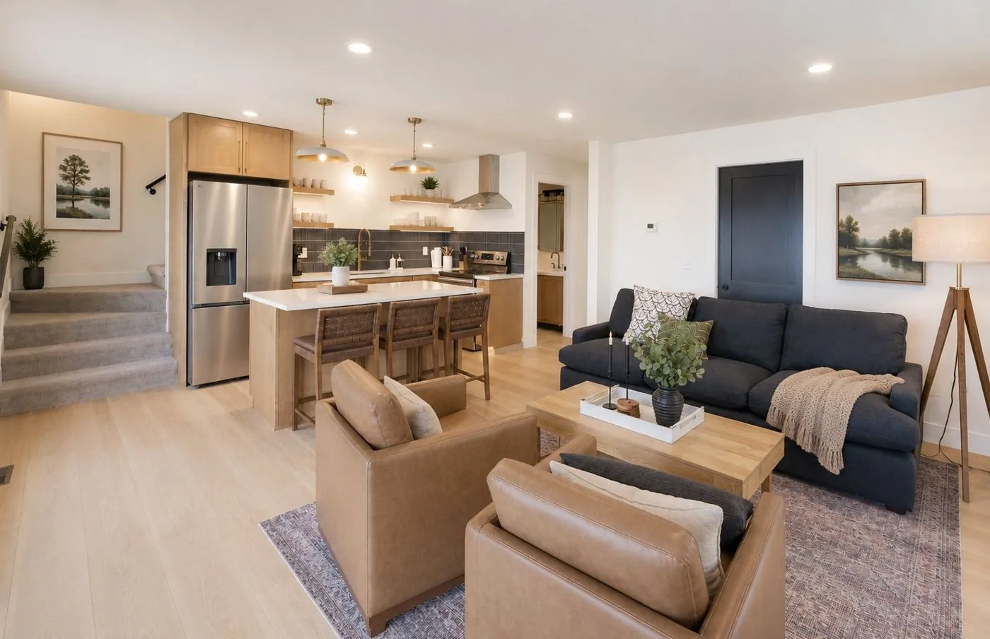 Main-level great room and kitchen